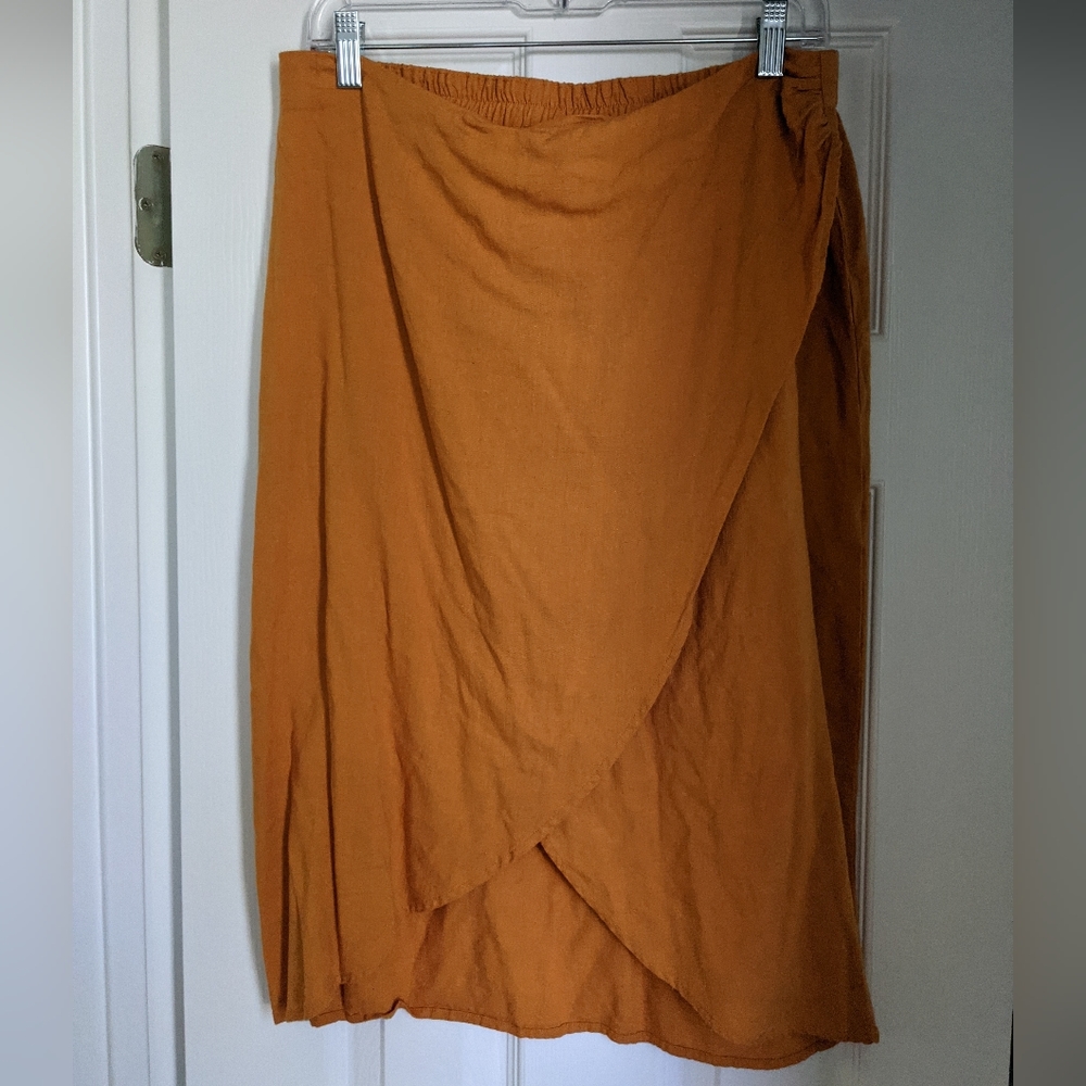 Alia faux wrap midi skirt